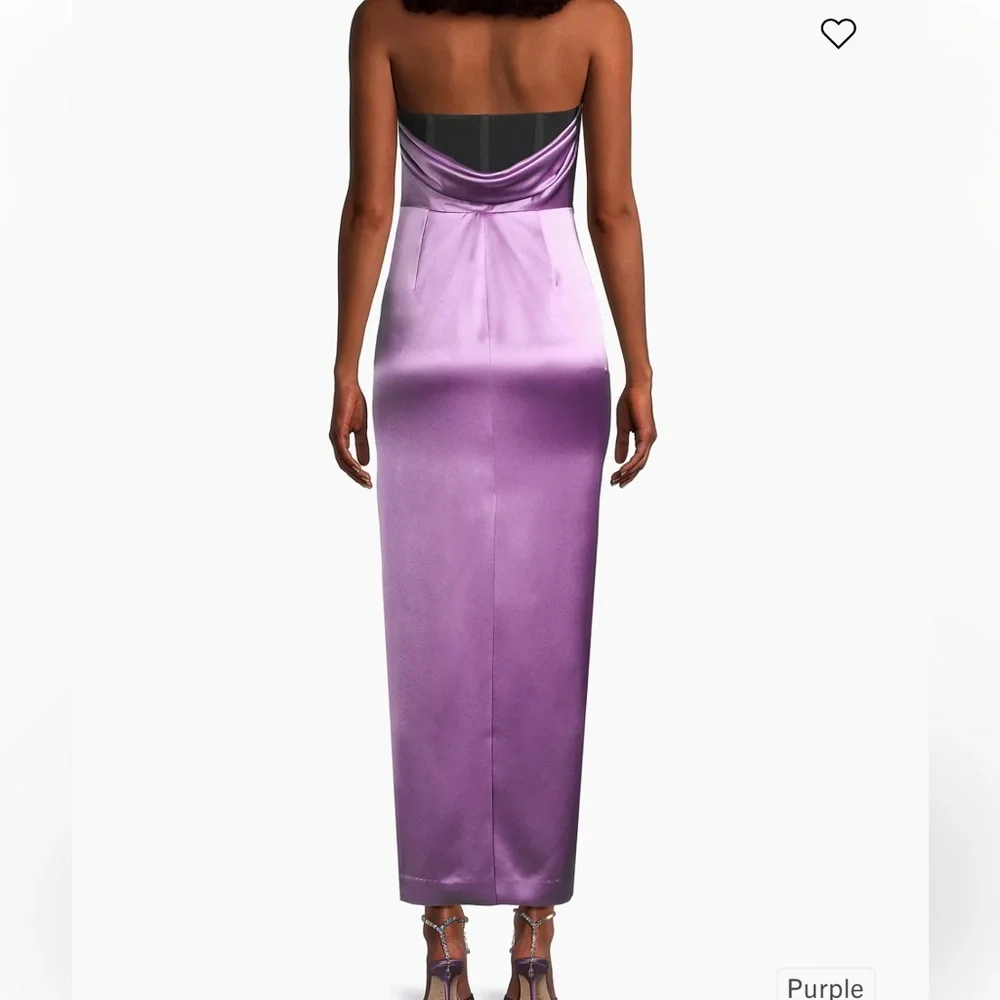 NWT MILLY Riva Hammered Satin Strapless Dress - Picture 2 of 10